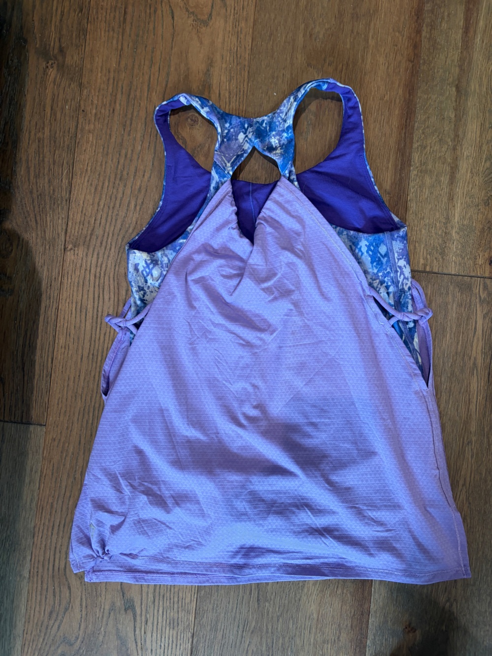 Lavender One-Piece with Blue Patterned Racerback - Picture 2 of 3